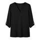 thumbnail image 5 of Mujeres 3/4 Manga de Verano Tops V Cuello Botonado Color Sólido Blusa, Camisetas Casuales de las Mujeres Suelto Ajuste Suave Respirable Primavera de Uso Diario, 5 of 8