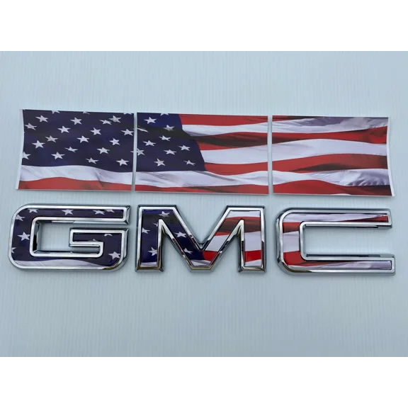 GMC Yukon XL Denali American Flag Grille GMC Emblem Overlay Decal 2021-2026