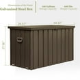thumbnail image 2 of Gzxs 160 Gallon Galvanized Steel Storage Deck Box Seat Bench in Dark Brown, with Handle and Rolling Caster, Plastic Bottom, 660lbs Weight Capacity, 2 of 6