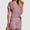 Purple women's 2 piece shorts set a1, variant on Women's 2 Piece Shorts Set Casual V Neck Short Sleeve Tshirt Drawstring Lounge Outfits Solid Basic Matching Sets Summer Cruise Travel Airport Clothes, Beige S