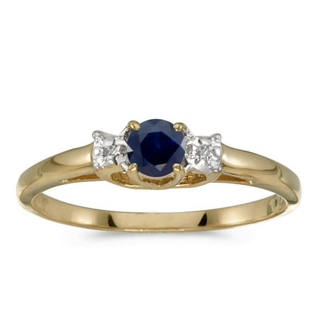Designer Yellow Sapphire - 10k Yellow Gold Round Sapphire And Diamond Ring