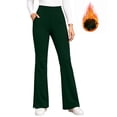 thumbnail image 2 of Yerovir Womens Fleece Lined Pants Thermal Straight Leg Yoga Pant High Waisted Stretchy Lounge Trousers for Work or Casual(Green,Medium), 2 of 9