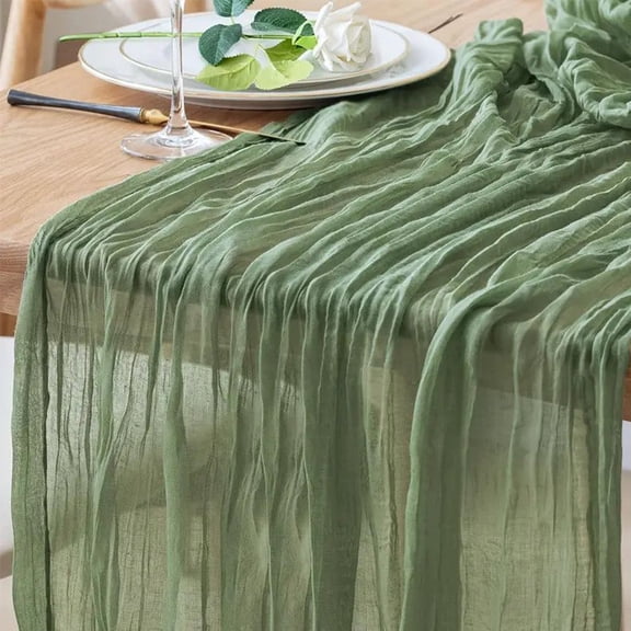 Cheesecloth Table Runners, 10ft Boho Gauze for Weddings & Events, 2-Pack, Green