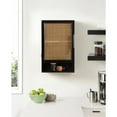 thumbnail image 3 of Kate and Laurel Ori Transitional Cane Wall Cabinet with Door, 15 x 7 x 24, Black and Natural Rattan, Decorative Rattan Over the Toilet Cabinet with Two Shelves and Bonus Storage Cubby, 3 of 12