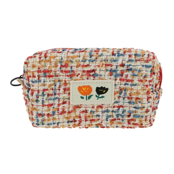 Unique Bargains 1 Pc Woolen Knitted Styles Drawstring Makeup Bag for Vacation Red Woolen Cloth