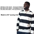 thumbnail image 2 of By Mullay Men's Striped Rugby Shirt - Long Sleeve Cotton Polo - Classic Collared Casual Golf Shirt, Black/White, M, 2 of 4