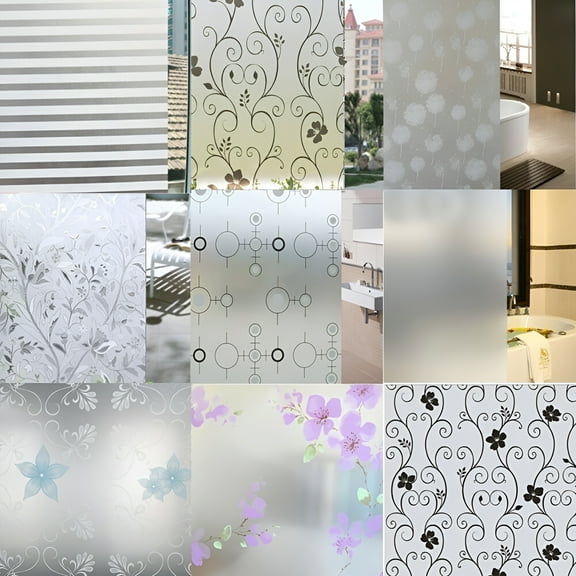 LAMIRO 3D Static Glass Films Door Glass Decorative Film Peel And Stick No Glue Self Adhesive Sticker for Bedroom Bathroom,17.72*39.37 inches