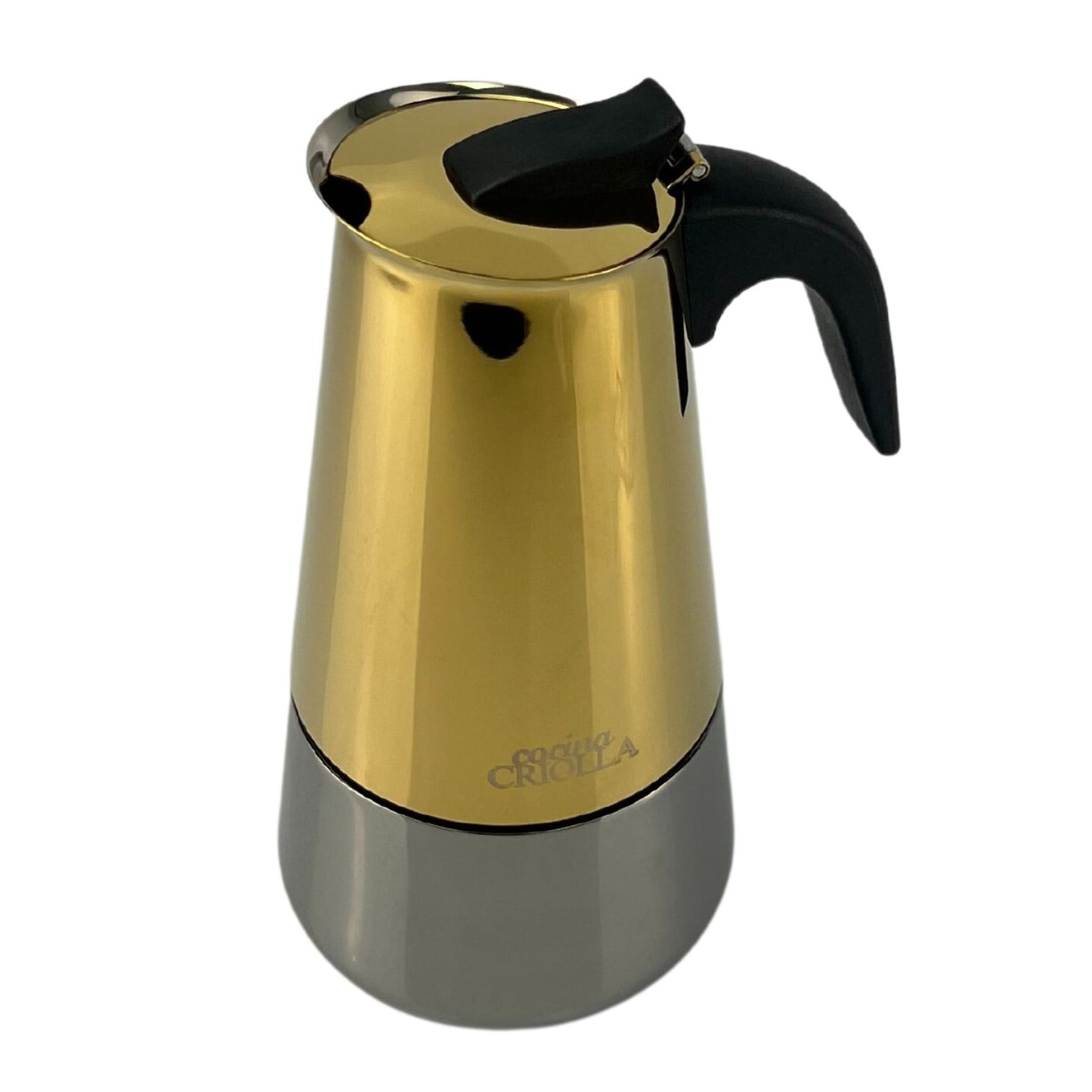 Cocina Criolla New 6-Cups Gold & Black Stainless-Steel Espresso Coffee Maker Greca