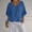 Blue, variant on Women's Linen Top Pleated Loose Casual Half Sleeve Solid Color V Neck Basic Tee Short Sleeve T-Shirts Plain Summer Top Linen Shirt for Women Light Violet XXL
