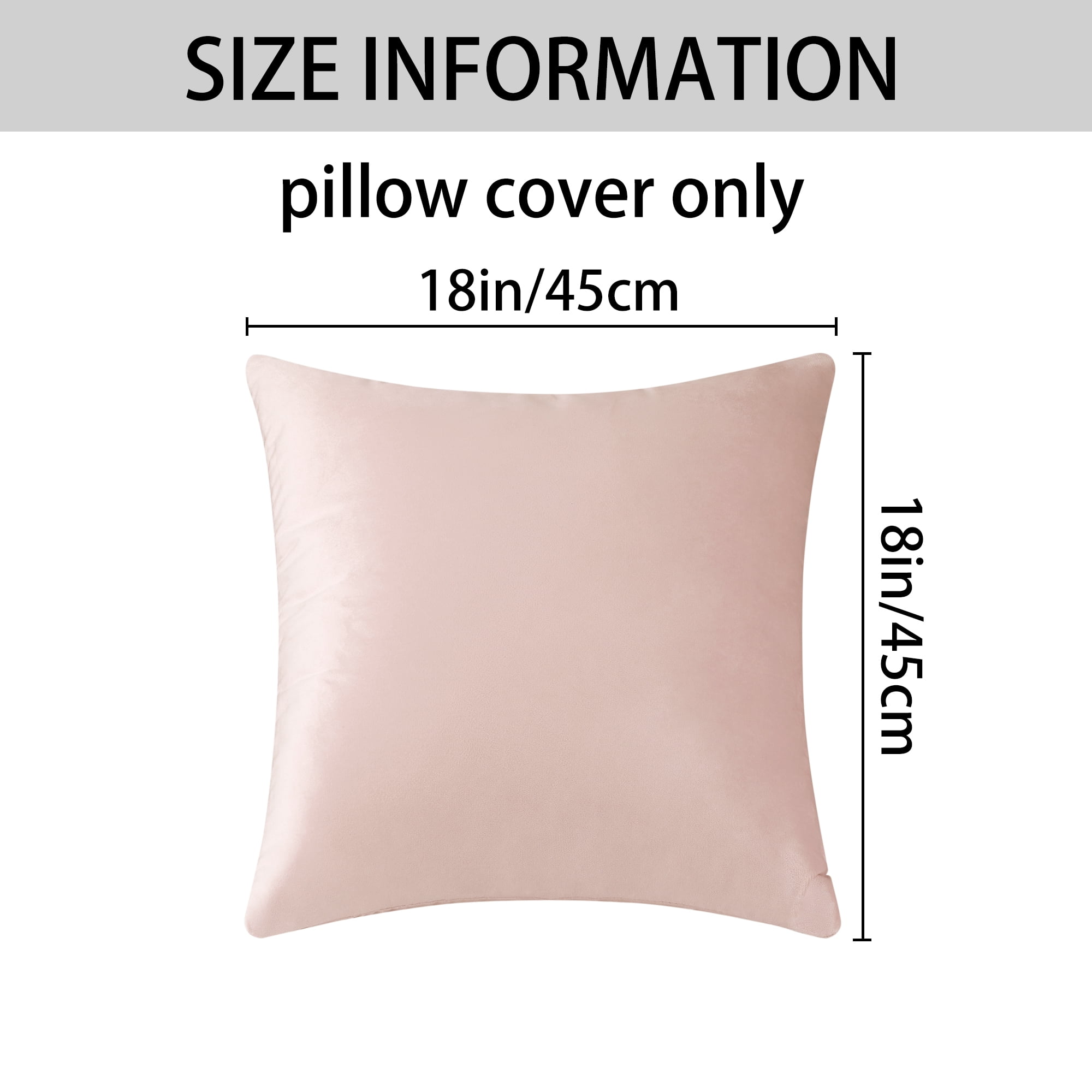 Unique Bargains Velvet Modern Zipper Cushion Decorative Throw Pillow Covers (2 Count) Pink 18" x 18"