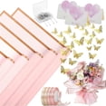 thumbnail image 2 of 40 Sheets Flower Wrapping Paper with 4 Rolls Flower Ribbons ,Pink, 2 of 5