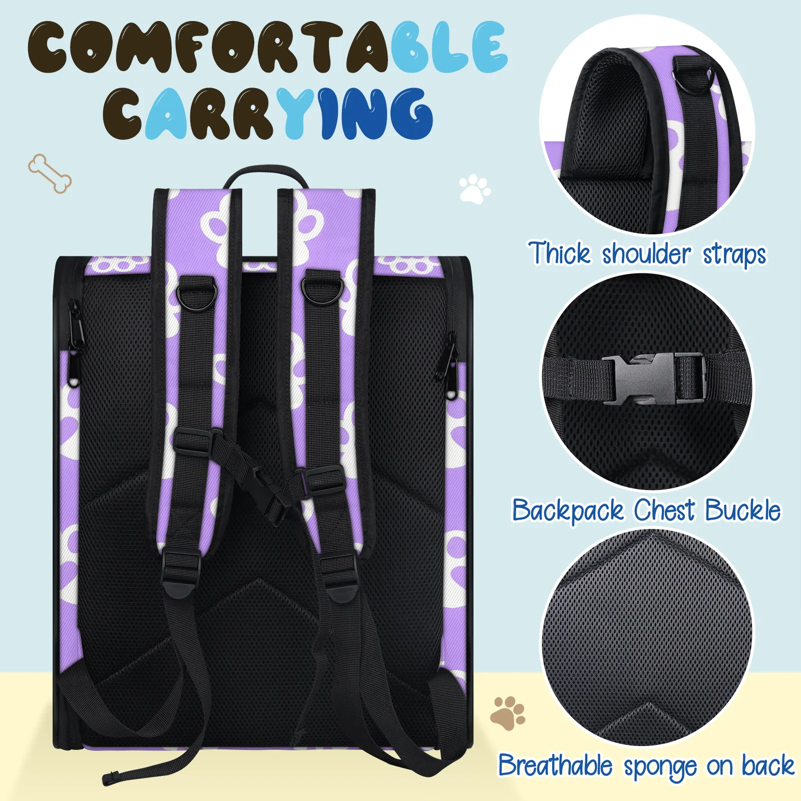Pet Carrier Backpack,Dog Carrier Backpack with Breathable Mesh for Small Dogs Cats Puppies,Custom Pet Backpack Bag with Name,Hold Pets Up to 13 Lbs for Hiking, Travel, Outdoor