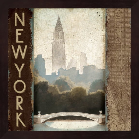 Metaverse NA Marco Fabiano 'City Skyline New York Vintage Square' Framed Art