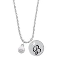 thumbnail image 1 of Delight Jewelry Silvertone 3-D White Volleyball Silvertone Script Initial Disc - B - Charm Necklace, 20"+3", 1 of 4