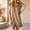 Khaki, variant on Morttic Women's Half Zip V-Neck Mini Dress – Ruffled A-Line Hem, Solid Color Vibrant Spring/Summer Casual Dress Pink,XS