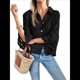 thumbnail image 2 of Blusa Informal con Mangas Acampanadas 3/4 para Mujer, con Botones y Dobladillo con Volantes, con Ojales Negro S, 2 of 8