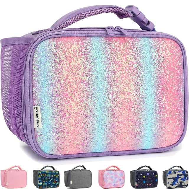 Lonchera Térmica Reutilizable Aislada GYEUKHAM con Brillitos Morada