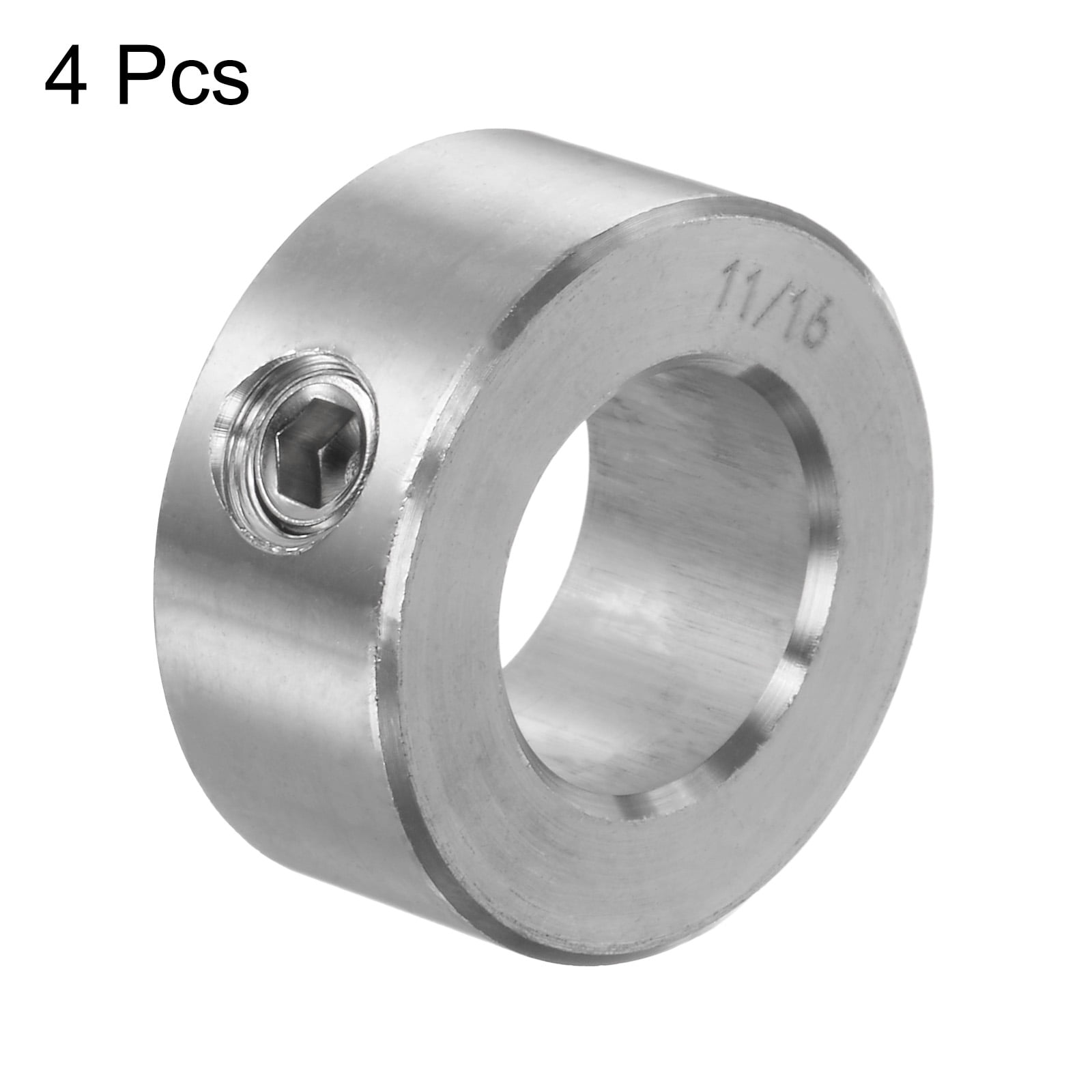 Uxcell 11/16" Bore 304 Stainless Steel Set Screw Shaft Collars, 1-1/4" OD, 9/16" Width 4 Pack