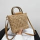thumbnail image 2 of Bolso de mano informal de paja tejida con cordón, bolso de mano informal, bolso de mano de paja retro para Caqui, 2 of 7