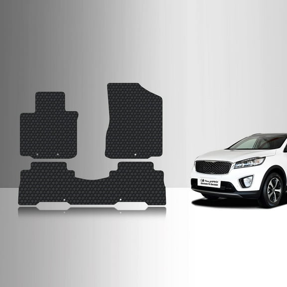 ToughPRO Front   2nd Row Mats Compatible with Kia Sorento 2014 - All Weather Heavy Duty (Made in USA) Black Rubber