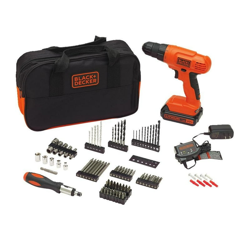 BLACK+DECKER 20V MAX Drill & Drill Bit Set, 100 Piece (BDC120VA100) with  BLACK+D