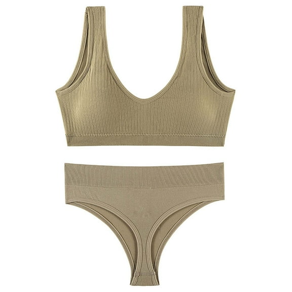 Bigersell Panties for Women Clearance Womens Underwear Thong Briefs Panty Style P-817 Polyester Bikini Panties Ladies Thongs Briefs High Waist Women's Panties Khaki M