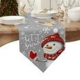 thumbnail image 4 of Table Runner Dresser Scarves Christmas Cute Snowman with Hat Scarf Cotton Linen Burlap Table Cover Winter Snowflake on Gray Table Runners for Family Kitchen Dining Holiday Party Banquet Decor, 4 of 5