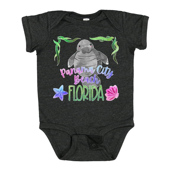 Inktastic Panama City Beach Florida Cute Swimming Manatee Boys or Girls Baby Bodysuit