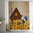 thumbnail image 5 of Farmhouse Roosters Shower Curtain Set, Waterproof Shower Curtains for Bathroom, Vintage Sunflowers Farm Countryside Washable Fabric Cloth Bath Curtain for Bathtub Decoration with Hooks 48x72 Inches, 5 of 9
