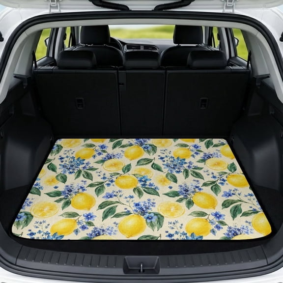 LedBack Lemon Print Trunk Mat for Car Scratch-Proof Dog Cargo Protector with Non-Slip Backing Universal Size Trunk Liners for Cars Easy to Clean
