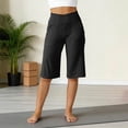 thumbnail image 6 of Capri Pants for Women Knee Length Wide Leg Yoga Capris Dressy Casual Summer Crop Pants with Pockets Black L, 6 of 6