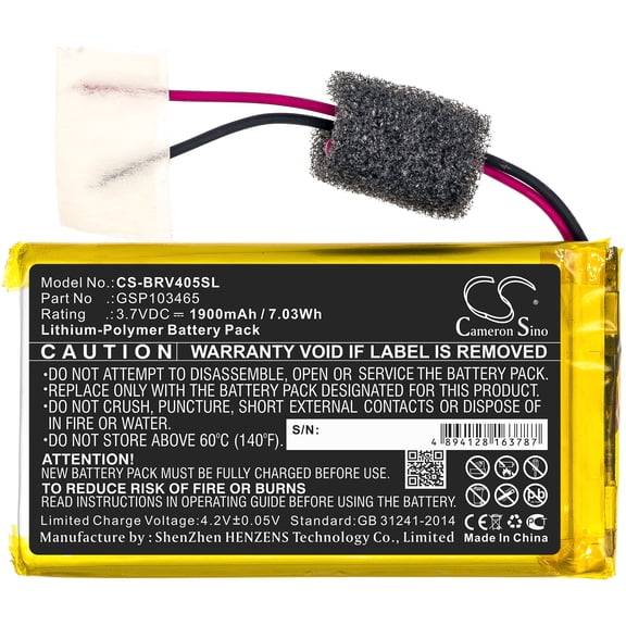1900mAh GSP103465 Battery for Braven 405