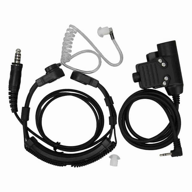 Earpiece with throat microphone and transparent acoustic tube, for walkie-talkie, with PTT U94 for Motorola T5000