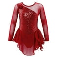 thumbnail image 2 of Hansber Kids Girls Mesh Patchwork Shiny Sequins Ballet Dance Leotard Dress Figure Ice Skating Dress Red 12, 2 of 7