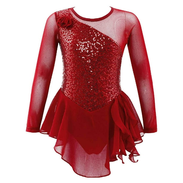MSemis Kids Girls Sequins Figure Ice Skating Dress