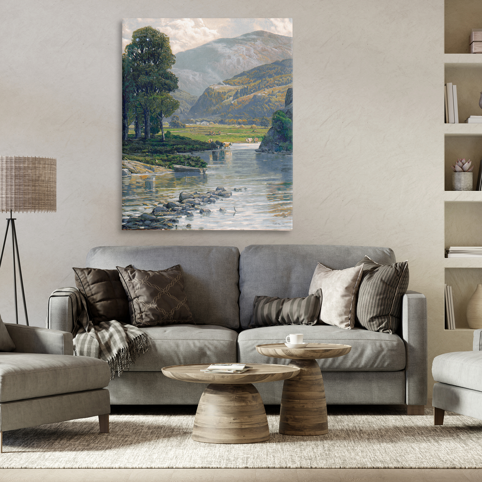 Stupell Industries Pebbled Creek Terrain Landscape & Nature Painting Wrapped Canvas Art Print Wall Art, 36 x 48