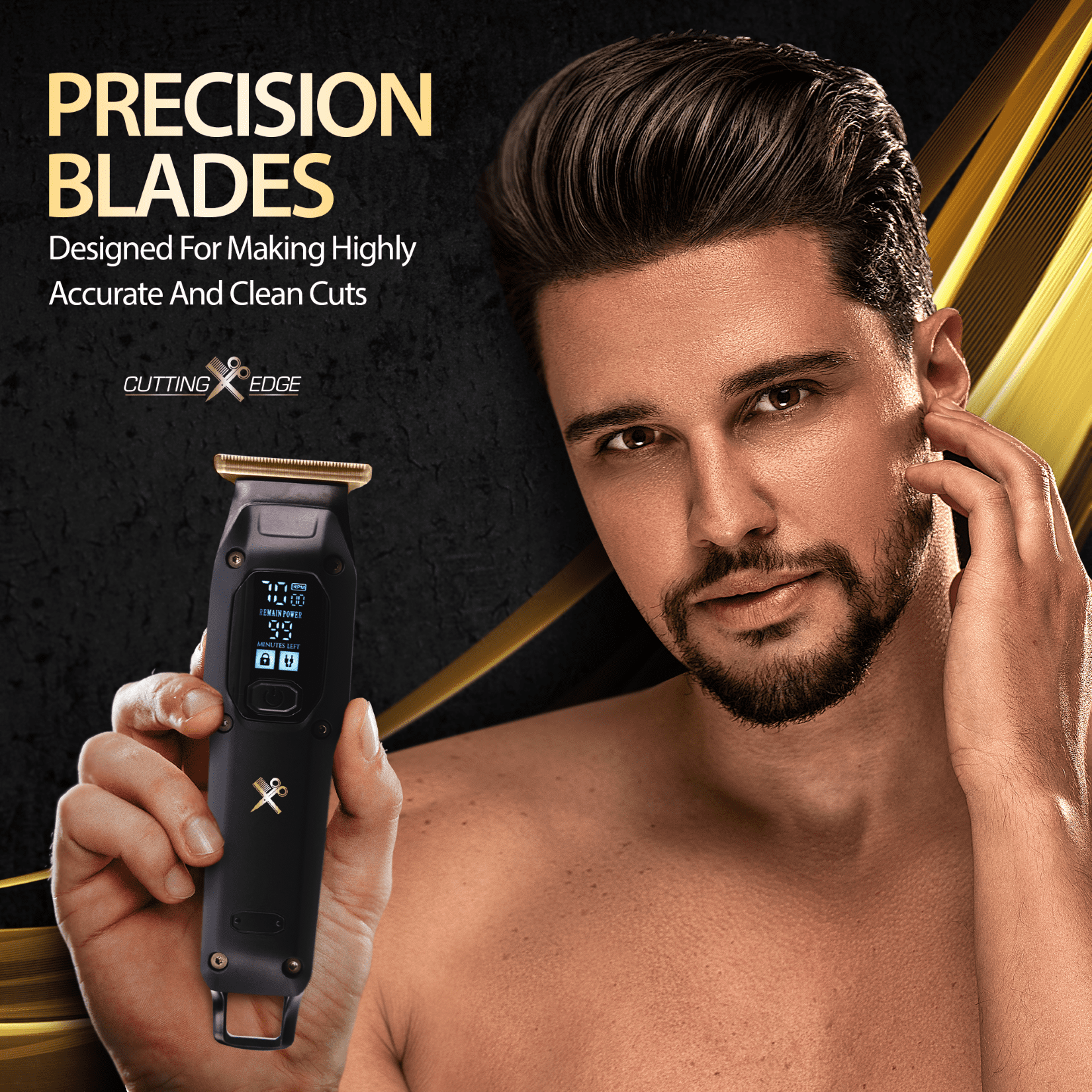 Cutting Edge Rechargeable LCD T-Blade Electric Shaver for Men, Hair & Beard Grooming Kit
