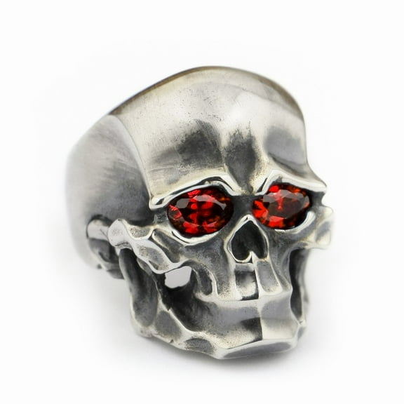Red CZ Eyes 925 Sterling Silver Skull Ring Biker Rock Punk Jewelry TA46 US Size 10