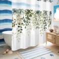 thumbnail image 5 of No Hook Shower Curtain, Sage Green Eucalyptus Leaves Shower Curtains for Bathroom with See Through Top Window, Spring Botanical Floral Waterproof & Washable Bath Curtain 66"x72", 5 of 9