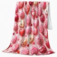 thumbnail image 2 of Pink Candy Hearts and Truffles, Playful Dessert Style for Chocolate Lovers, Sweet Valentine Pattern and Valentine's Day Gift, Cozy Flannel Blanket for Bedroom and Reading Nook, Home Decor, 2 of 9