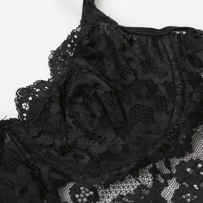 Sexy Bra And Panty Sexy Sets,Eyelash Lace Two Piece Sheer Lingerie Set A  Black XL