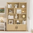 thumbnail image 2 of 5-Tier Boho Rattan-Door Bookcase,Tall 63" Wooden Storage Shelf for Living Room, Bedroom, Office, Kitchen, 2 of 8