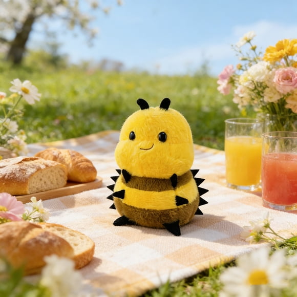 Roiihwy Chubby Smiling Bee Stuffed Animals, Plush Bee Stuff Kitten Baby Plush Toys for Birthday Gifts for Girls Boys Kids, Baby Shower Birthday Party Favors