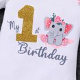thumbnail image 6 of IBTOM CASTLE Baby Girl Cake Smash 1st Birthday Elephant Onesie Party Outfit Princess Romper+Tutu Skirt+Headband Photo Props Clothes 1 Year Pink, 6 of 9