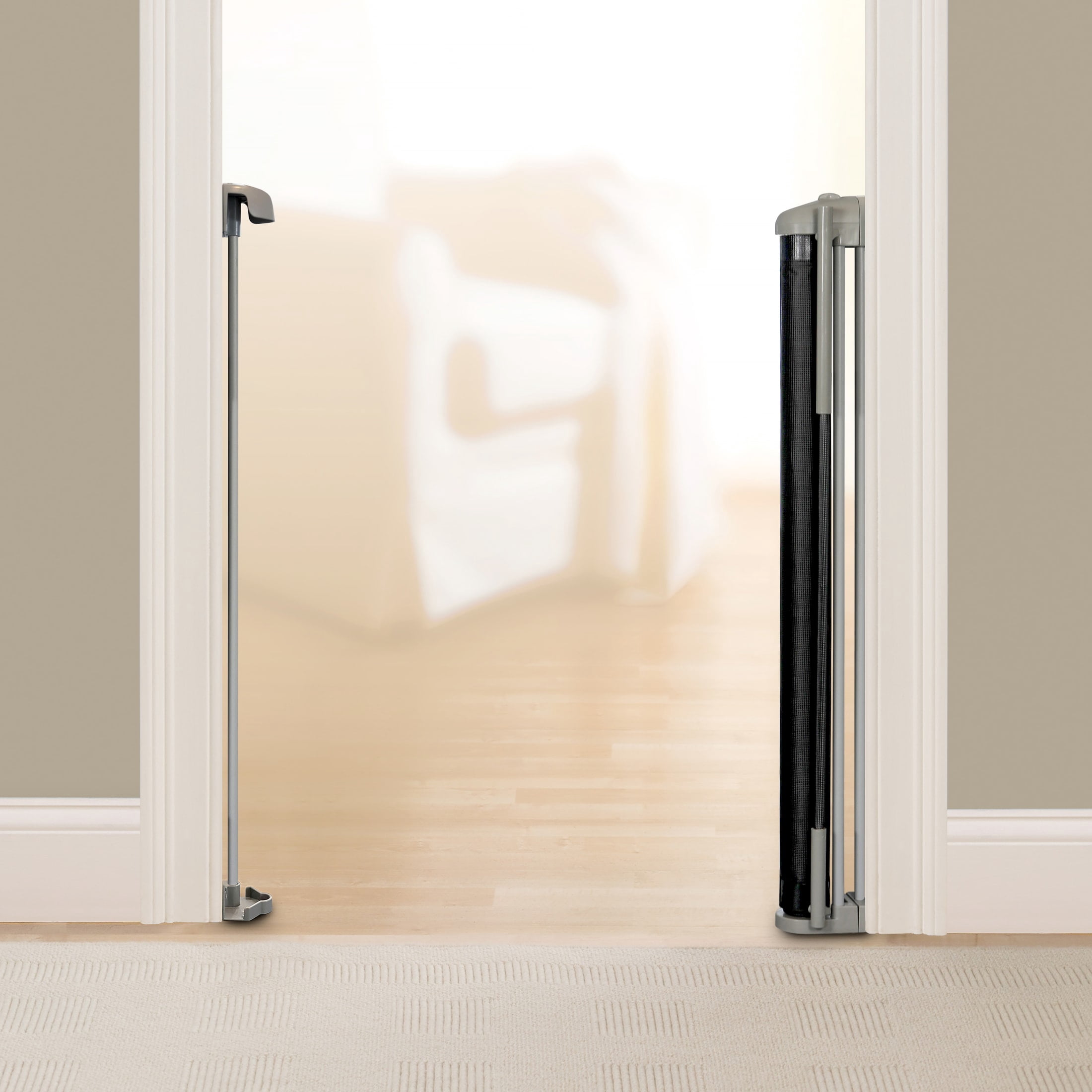 Summer by Ingenuity Tuck Away Retractable Extra Wide Safety Pet and Baby Gate, Up to 56" Wide, 30" Tall - Gray