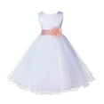 thumbnail image 3 of Ekidsbridal White Peach Tulle Rattail Edge Flower Girl Dress Christening Formal Evening Gown for Photoshoots 829T S, 3 of 3