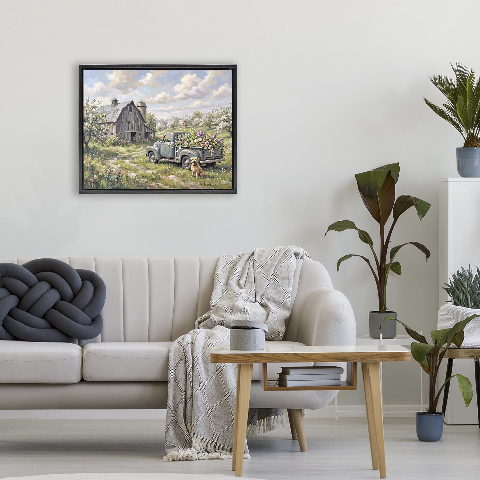 Stupell Industries Proud Dog by Truckload of Flowers Black Framed Floater Canvas Wall Art, design by Tabz Jones