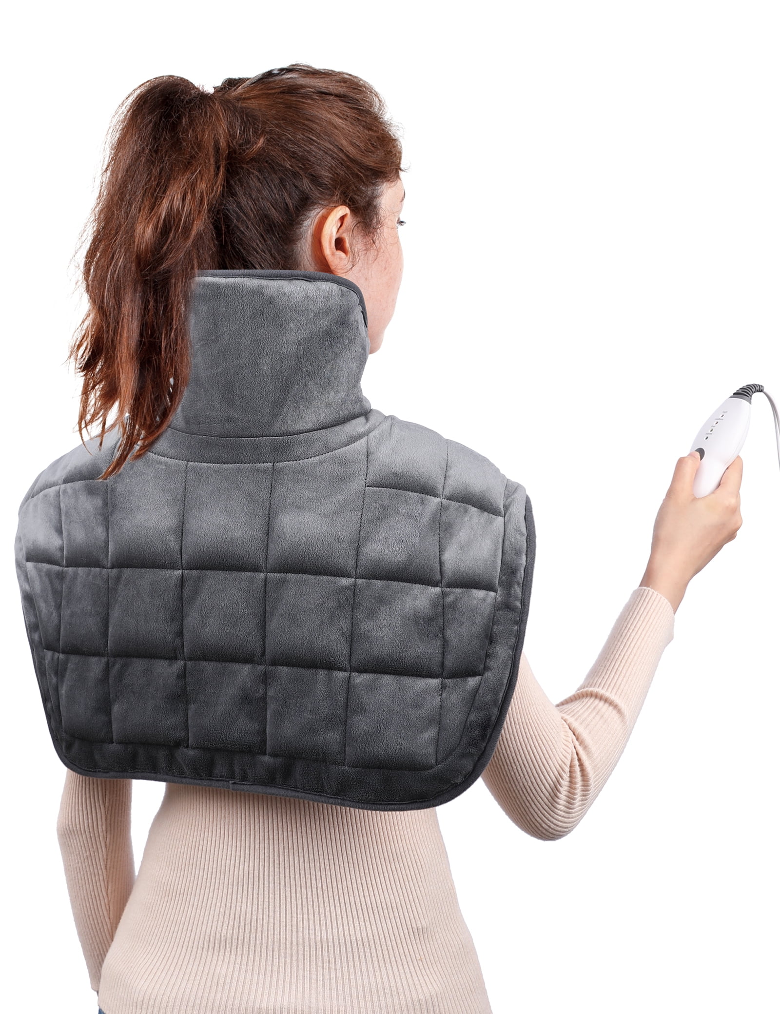 Heating Pad for Neck and Shoulders Relief, 19' x 22' Electric Weighted Heating Pad for Knee & Back Pain Relief