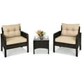thumbnail image 1 of Costway 3PCS Outdoor Rattan Conversation Set Patio Garden Furniture Cushioned Sofa Chair, 1 of 9