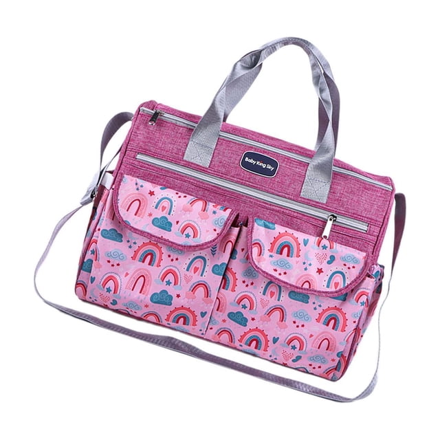 Bolsa de pañales para bebé, bolsa cambiadora portátil con bolsillos interiores con cremallera, gran capacidad Rojo S